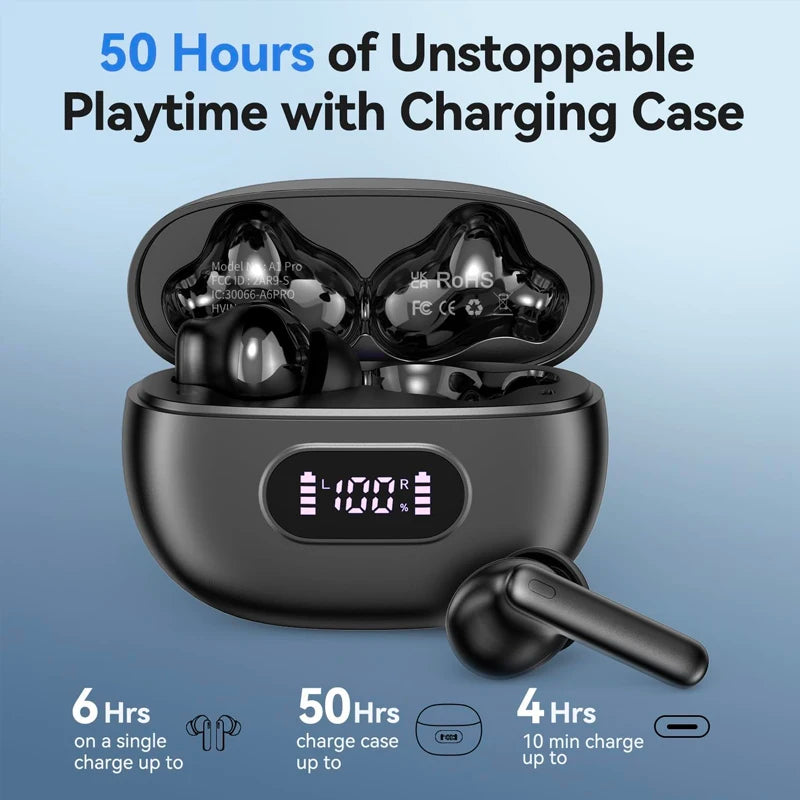 Stereo TWS Wireless Earbuds BT 5.4 Earphones In-ear HiFi Headphones LED Power Display Touch Control Sports Headset For All Smart
