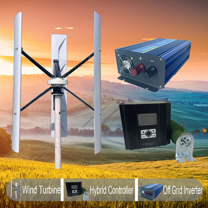 Vertikal Vindturbin 5kW/15kW/20kW 12V–220V – Permanent Magnet Generator Hushåll Camping Off-Grid, 5 Systemkonfigurationer