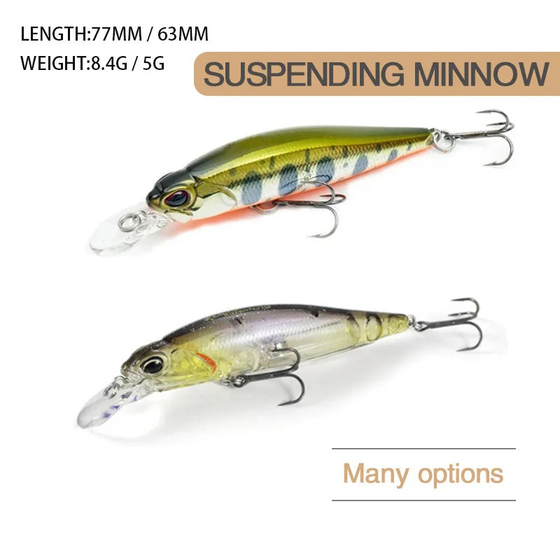 Minnow Fishing Lure Wobbler Rozante 77SP Long Cast Hover Swaying Lure Jerkbait Artificial Bait Culter 77mm/63mm Alburnus Bait