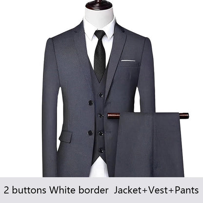 High Quality Men Suits For Wedding 2 Pieces 3 Sets Blazers Stretch Elegant Formal Jackets Vest Pants Full 2025 Tailored Costume