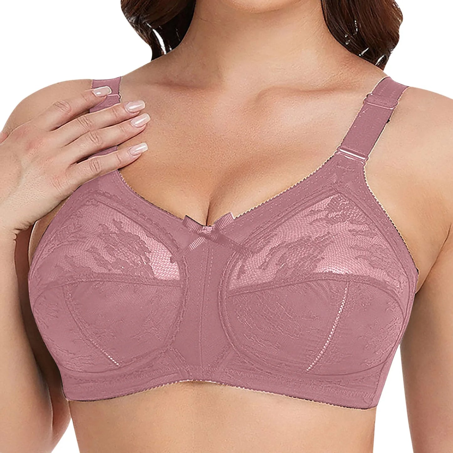 Women's Plus Size Bra Floral Lace Full Coverage Sexy No Steel Ring Bra Wrap Chest Sleeping Underwear Seamless Bras For Woman