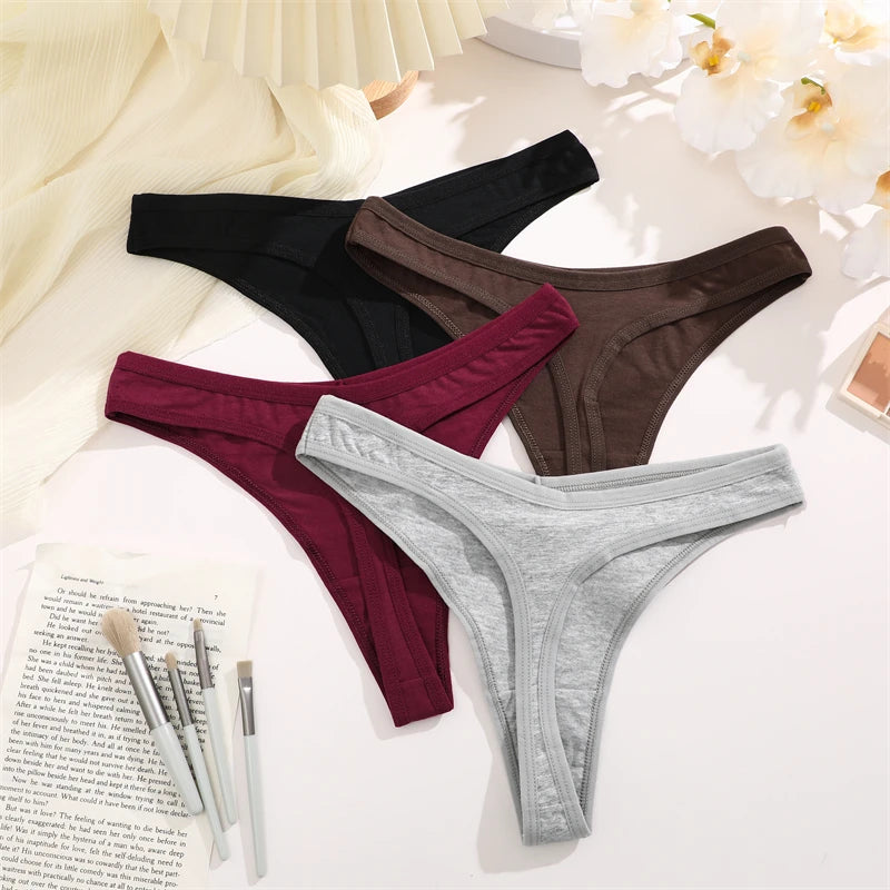 3Pcs/set Cotton Seamless Panties Comfort Underwear for Women Low Waist Breathable Thongs Sexy Solid Sport G-String Soft Lingerie