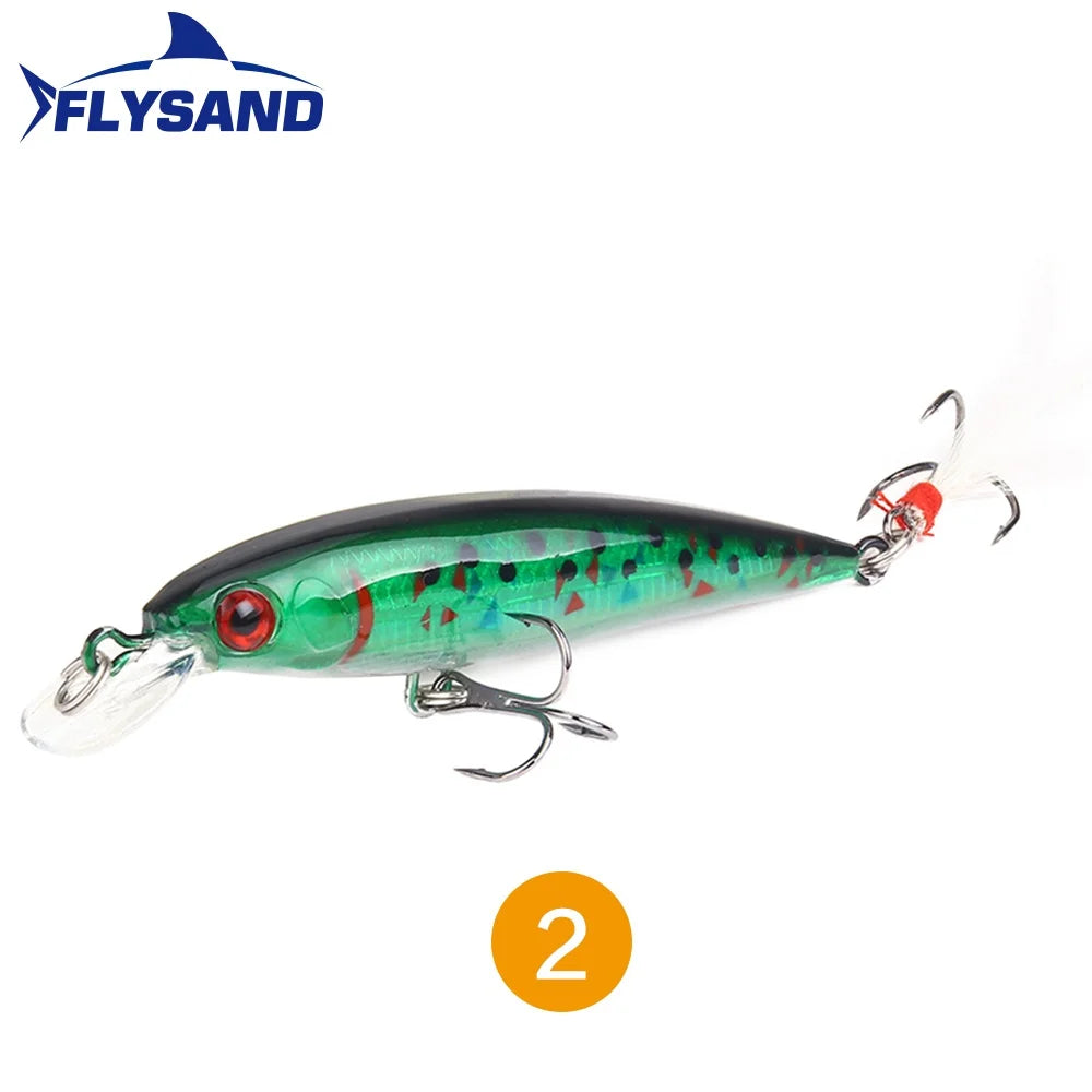 FLYSAND Laser Minnow Fishing Lure Pesca Hooks Fish Wobbler Tackle Crankbait Artificial Japan Hard Bait 90mm 7.2g Swimbait 1PCS