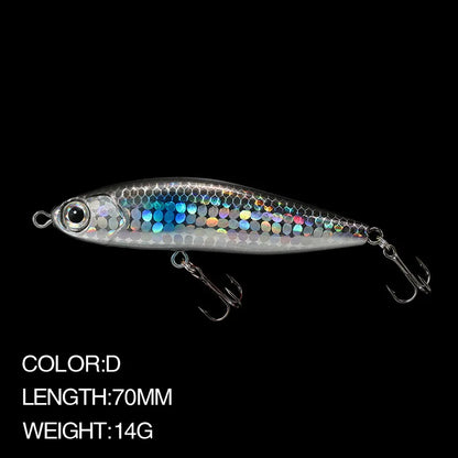 Pencil Warped Mouth Fish Sea Bass Bait Fake Bait 14G70MM Sinking Fishing Accessories Swimming Bait 3D Fish Eye