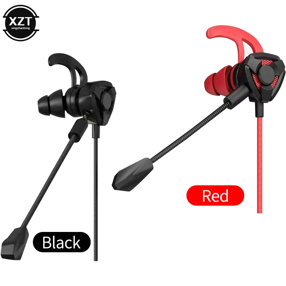 WYMECT Gaming In-Ear Headset med Mikrofon – 3,5mm Aktiv Brusreducering 120cm PUBG PS4 CSGO Telefon Surfplatta Laptop Svart Röd