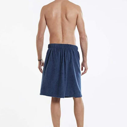 Men's Wearable Bath Wrap Towel With Pocket Adjustable Fastener Soft Terry Cloth Shower Wrap Skirt Spa Gym Sauna Home Bath Robe