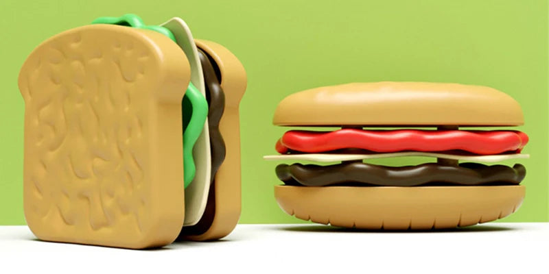 Låtsasmat för barn – hamburger- och pommes-set i 9 delar