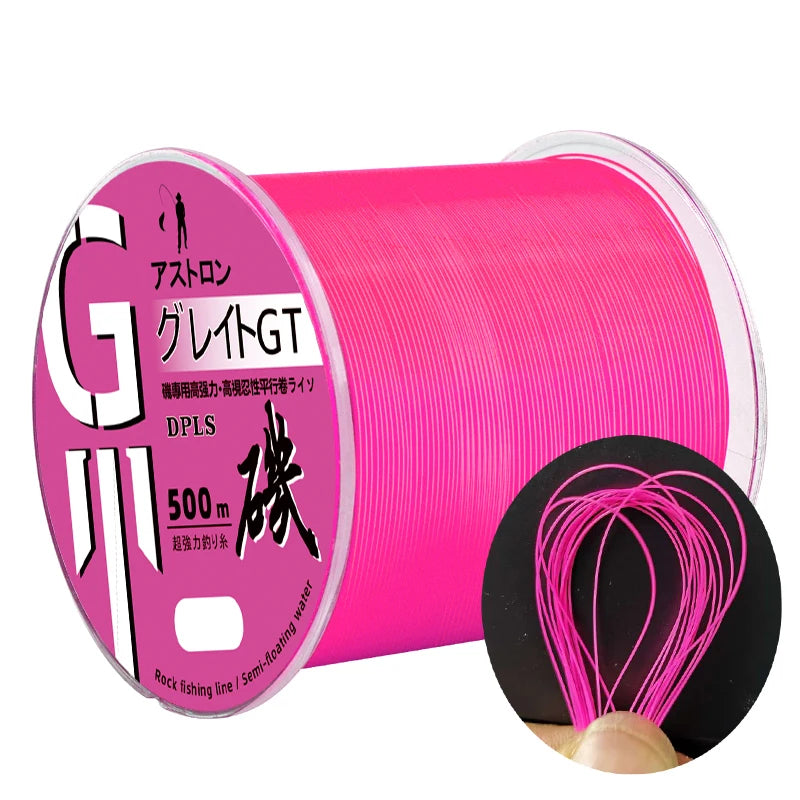 REDTOMATO 500M Pink Half-floating Drift Fishing Lines Monofilament Nylon Fishing-Line Resistance Super Strong Fishing Accessory