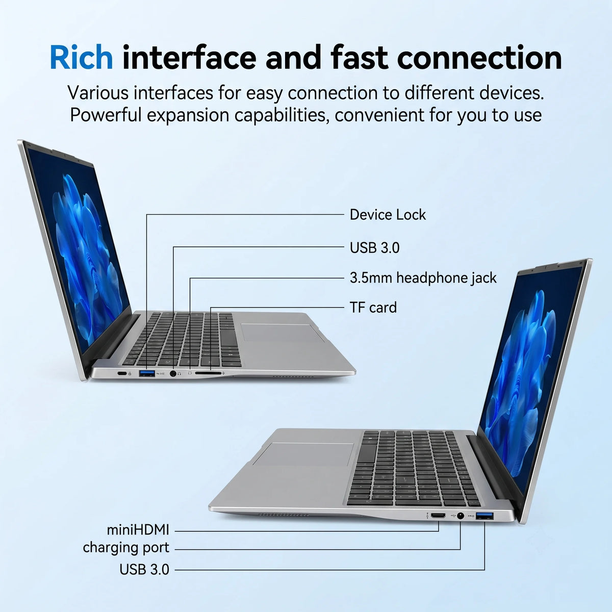 17.3" Portable Laptops Intel 6500Y Windows 11 32GB 2TB HD Display Fingerprint Unlock Gamer Study Office Notebook Computer PC