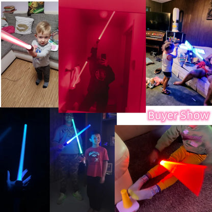 Lightsaber 2 In 1 RGB Adjustable Light Saber Toys Children Double Switch Sword Toys For Boys Luminous Gifts Light Saber