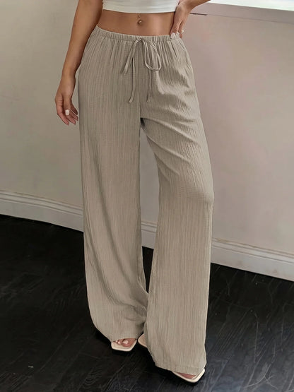 Dam Vida Byxor Hög Midja – Elegant Casual Enfargad Snördetalj Fickor Vår/Höst, 4 Färger S–XXL