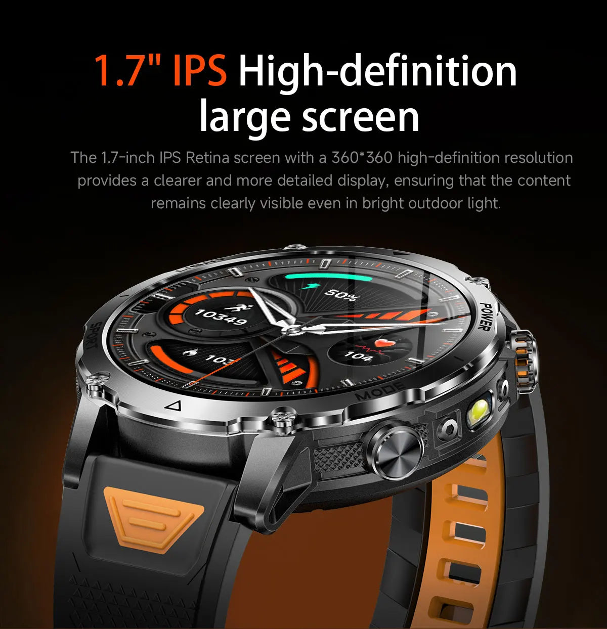 New 1400 mAh Battery Military Smartwatch Men IP68 Waterproof Flashlight Health Monitor Sports Call Smart Watch For iOS Android