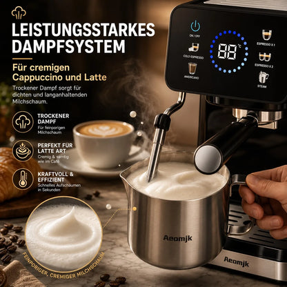 Semi-Automatic Coffee Maker Espresso Machine with Built-In Milk Frother One-Touch Americano Function, Adjustable Temperature, Cappuccino H13 Espresso Coffee Machine 20 Bar Semi-Automatic Italian Espresso Coffee Maker with Mil