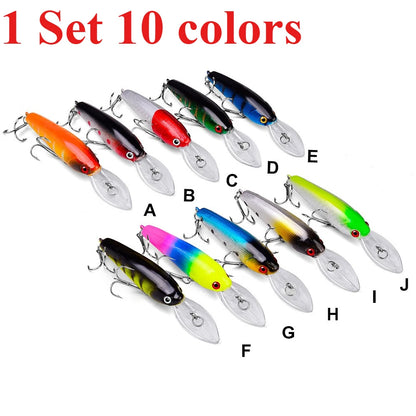 20PCS/Set Long Short Lip Minnow Lures Kit Crankbait Wobbler Bionic Bait for Pike Bass Sea Trout Freshwater Saltwater Pesca