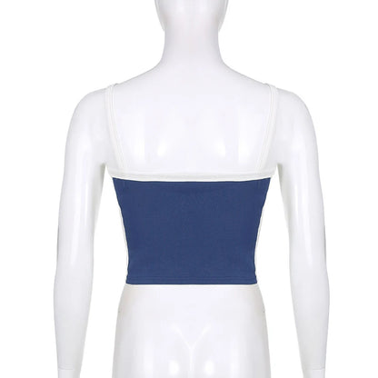 Dam Stickad Crop Top – Ärmlös Ryggöppen Y2K Vintage Patchwork Cami Sommar, 3 Färger S–L