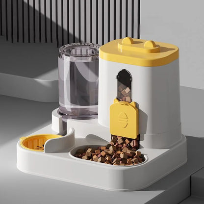 2-in-1 Large Capacity Cat Automatic Feeder, Water Dry Wet Separation Design No Battery Required - For Cats Small Dogs