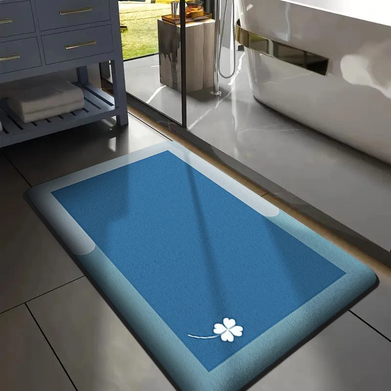 Flannel Thickened Absorbent Bathroom Floor Mat Printed Toilet Non-slip Foot Mat Bedroom Square Carpet Entrance Mat