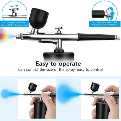 Trådlös Airbrush med Kompressor – 0,3mm Dubbel-action, Laddningsbar, för Konst, Naglar & Modeller