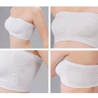 Mesh Breathable Tube Top Seamless Underwear Strapless Stretch Breathable Solid Pattern Hollow Back Bras Casual Summer Intimates