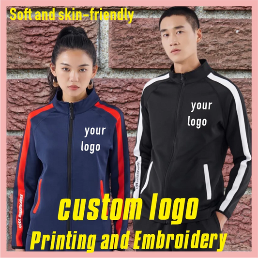 Customized Casual Sports Cardigan Jacket with Printable Embroidered Logo for Men's and Women's Outdoor Fashion tops