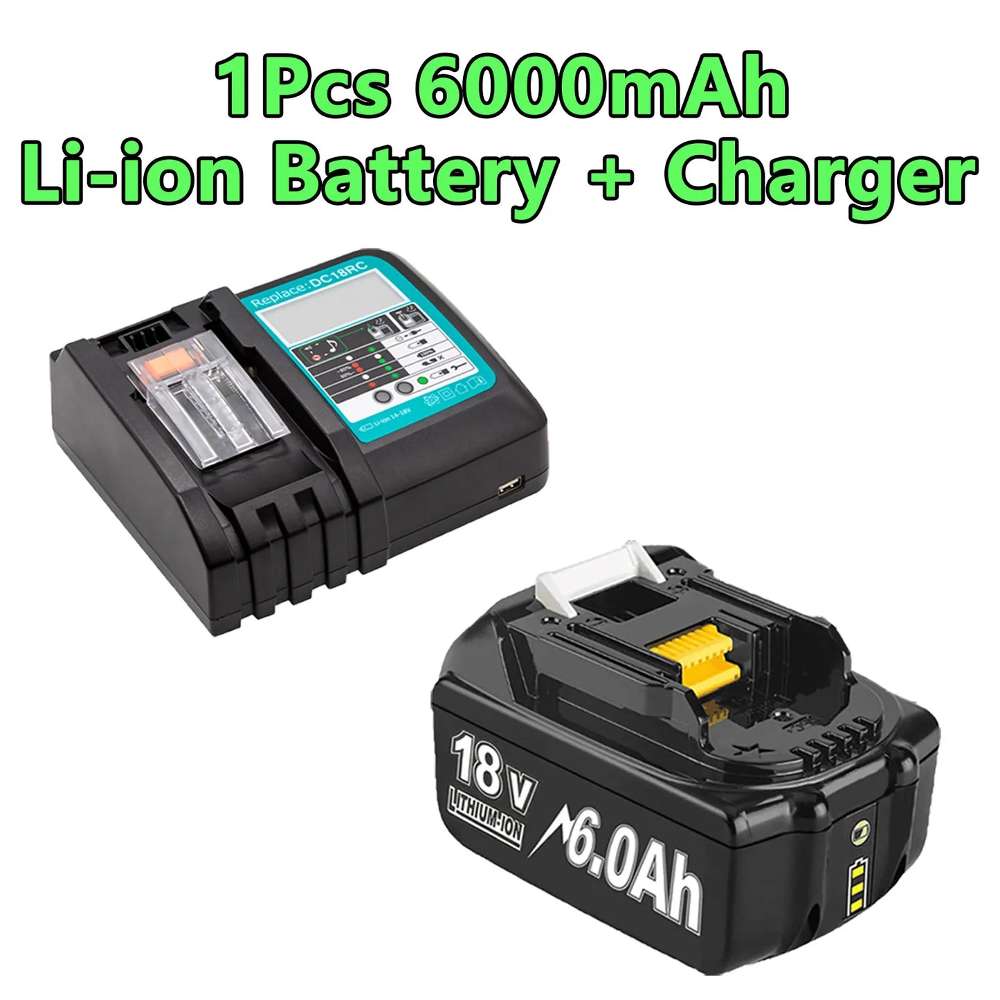 For Makita BL1830 Battery Rechargeable 6000mAh/9000mAh BL1840 BL1850 BL1860 18V Replacement With Single 4A/Dual 6A Charger
