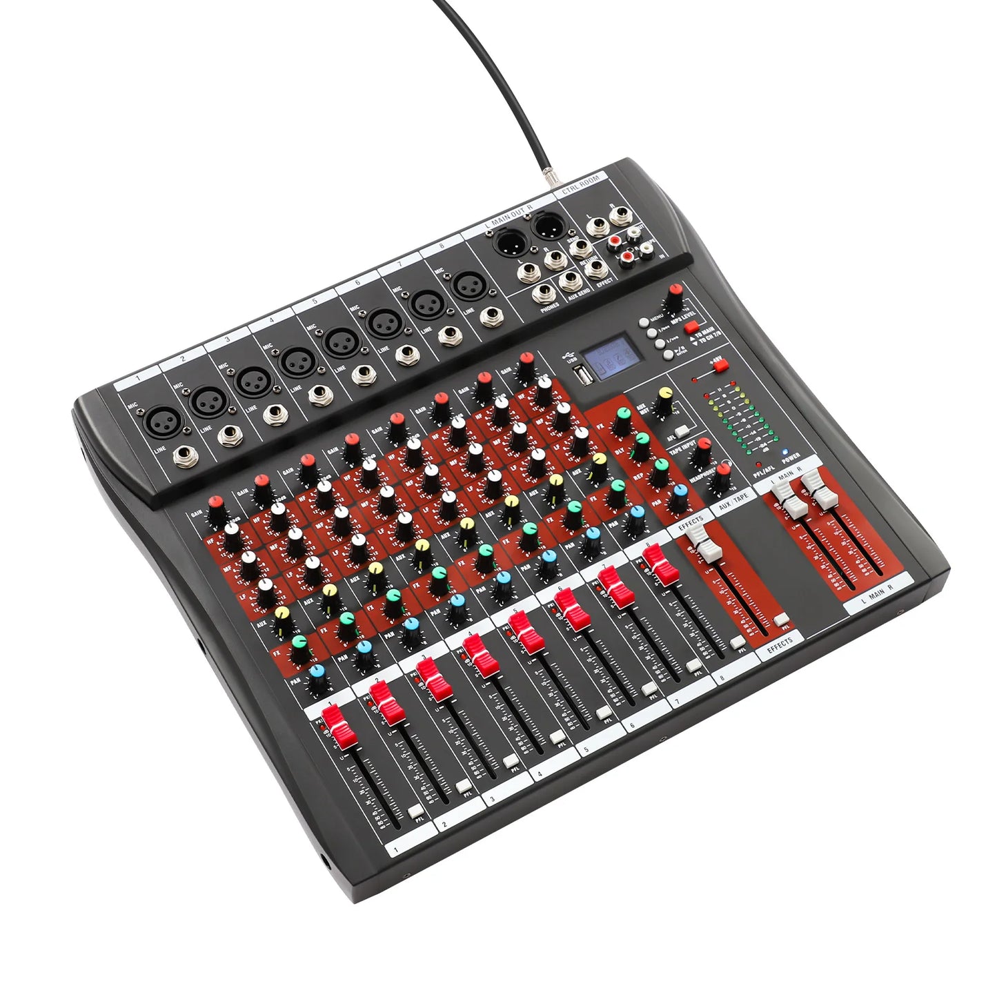 7/8-Channel Professioneller Mixer, Soundboard Konsole with Bluetooth USB PC Recording Input XLR Microphone Jack