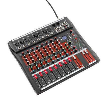 7/8-Channel Professioneller Mixer, Soundboard Konsole with Bluetooth USB PC Recording Input XLR Microphone Jack