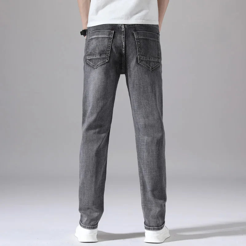 Tunna stretchiga denimjeans för män