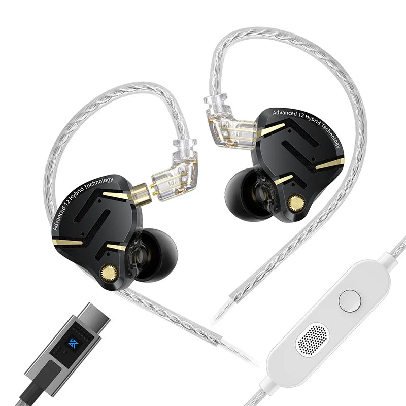 KZ ZS12 Pro 2 in-ear-hörlurar med hybridteknik och löstagbar kabel
