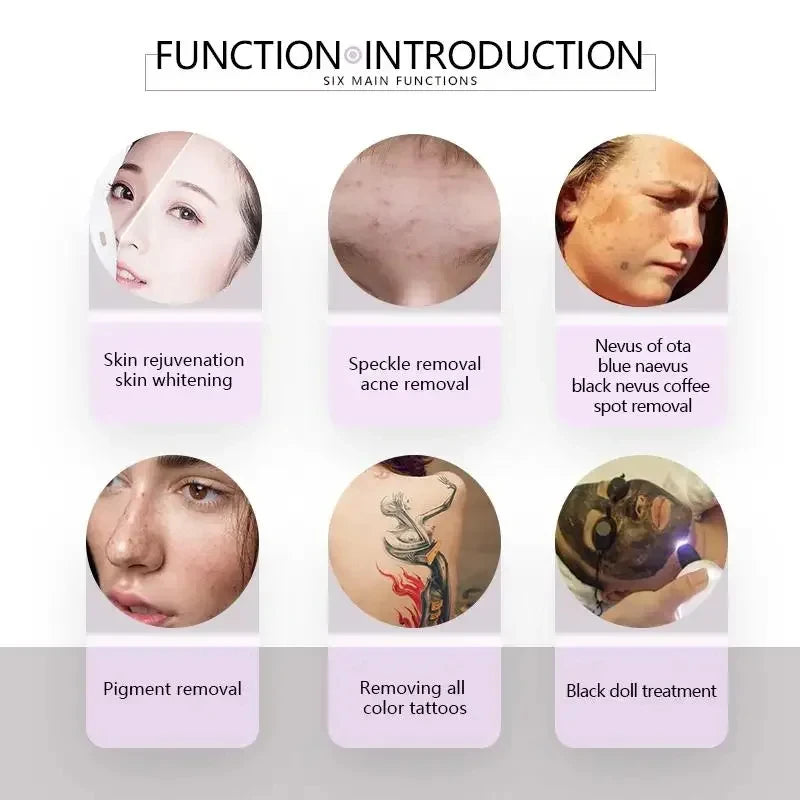 ‌Professional QSwitch NDYag Laser Machine Picosecond Tattoo Pigment Removal Carbon Peeling Facial Cleaning Painless Treatment‌