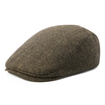 FEINION Men's Herringbone Flat Ivy Newsboy Hat Wool Blend Gatsby Cabbie Cap Winter Outdoor Hunting Cap