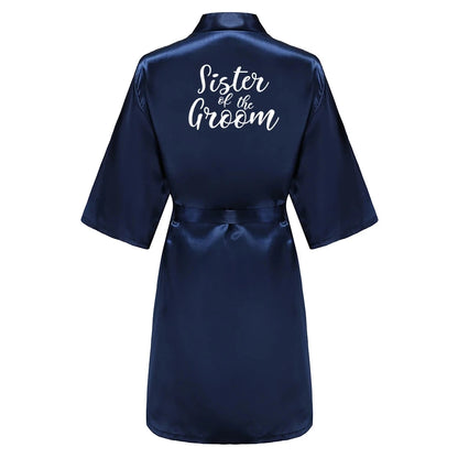 Satin Silk Robes Plus Size Wedding Bathrobe Bride Bridesmaid Mother Maid of Honor Gown Women Clothing Sleepwear Navy Blue