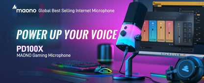 Maono PD100X RGB Gaming Microphone USB/XLR Dynamic Mic with Noise Reduction Mute Headphone Jack Mic for Gaming Streaming Podcast