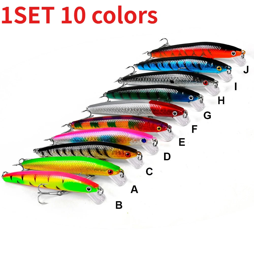 20PCS/Set Long Short Lip Minnow Lures Kit Crankbait Wobbler Bionic Bait for Pike Bass Sea Trout Freshwater Saltwater Pesca