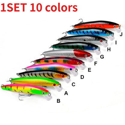 20PCS/Set Long Short Lip Minnow Lures Kit Crankbait Wobbler Bionic Bait for Pike Bass Sea Trout Freshwater Saltwater Pesca