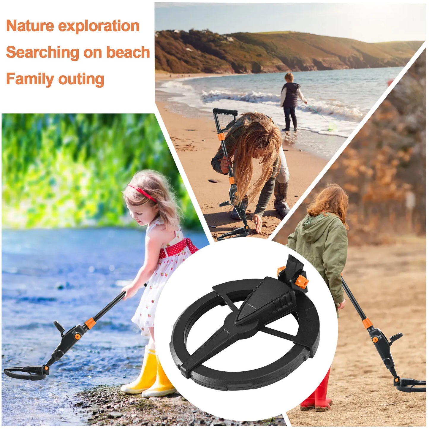 LCD Display Metal Detector,Lightweight Metal Detector Waterproof Search Coil,High Precision Metal Detector for Kid Beginner
