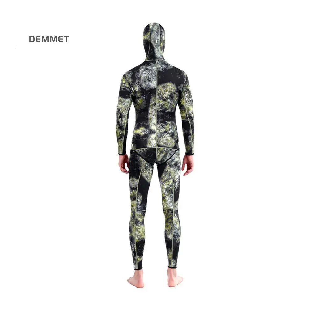 HOT 3mm Camouflage Wetsuit Long Sleeve Fission Neoprene Submersible Diving for Men Keep Warm Tops and Pants 2-pieces Sun Protect