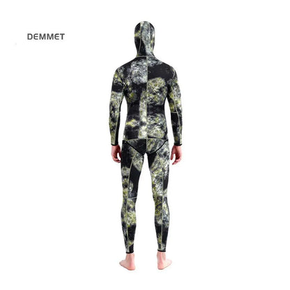 HOT 3mm Camouflage Wetsuit Long Sleeve Fission Neoprene Submersible Diving for Men Keep Warm Tops and Pants 2-pieces Sun Protect