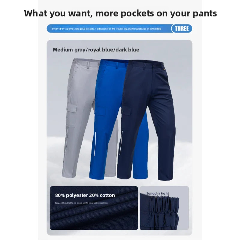 Men's Work Pants for Electricians, Auto Repair, Reflective Strips, Construction Site Trousers, Loose Labor Protection Pants Over