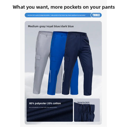 Men's Work Pants for Electricians, Auto Repair, Reflective Strips, Construction Site Trousers, Loose Labor Protection Pants Over
