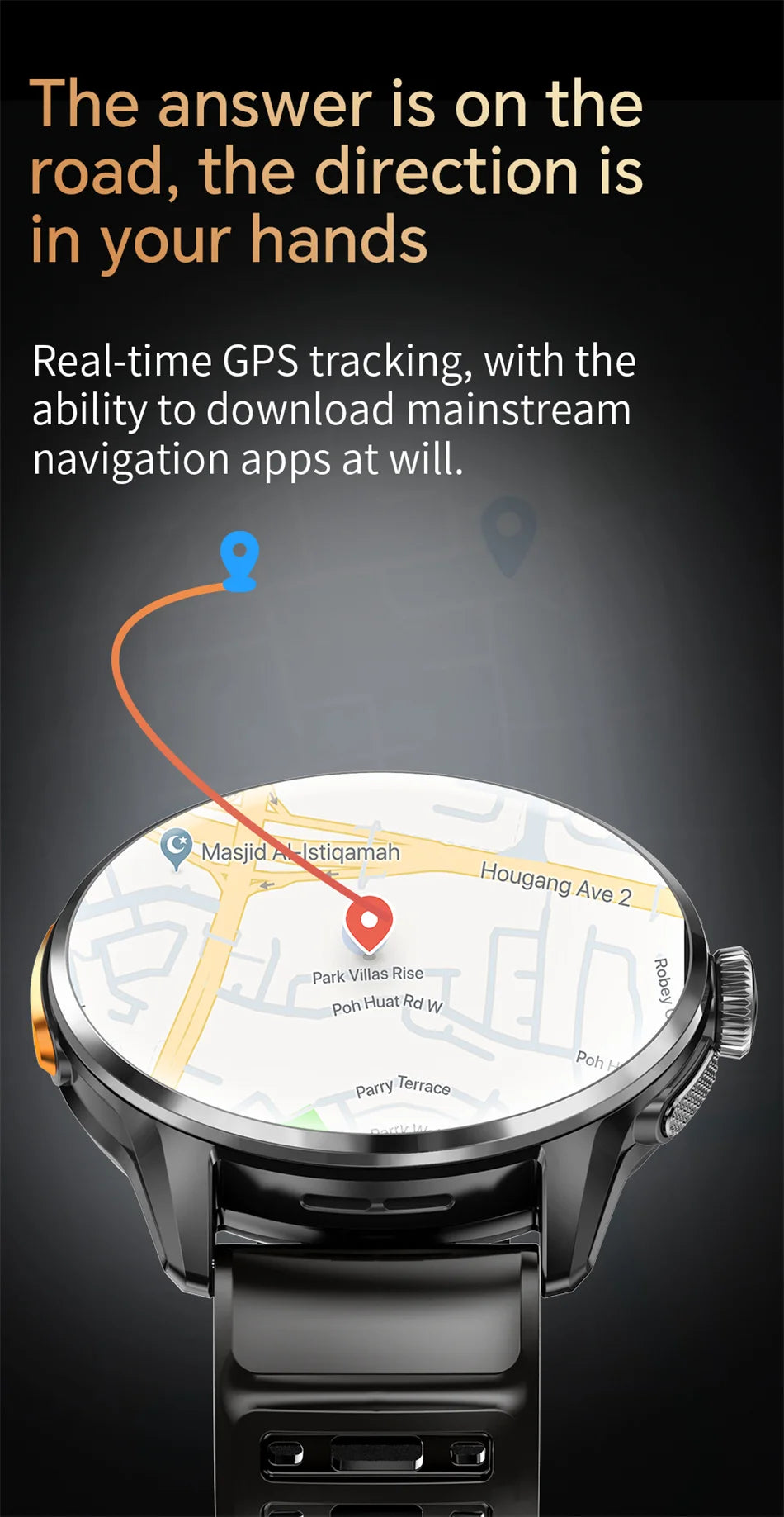 4G/3G Full Network Infrared Smart Watch 1.60 inch AMOLED Screen 800W Video Call  2100mAh Google Play WIFI GPS Compass Smartwatch