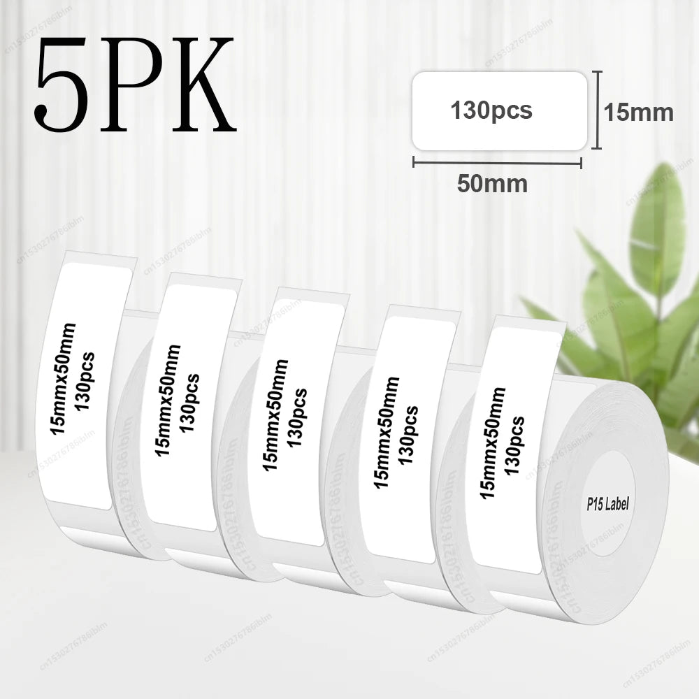 Termiska Etikettrullar P15 – Kompatibla med Marklife P15 P12 Phomemo D30 DELI Q2 – Vit Rosa Gul Blå Transparent Kabel 3/5/10-pack 2026