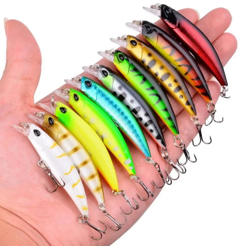 3/5/8PCS Fishing Lures Kit Minnow Popper Baits with Hooks Saltwater Freshwater Trout Bass Salmon Swimbait Fishing Accessories