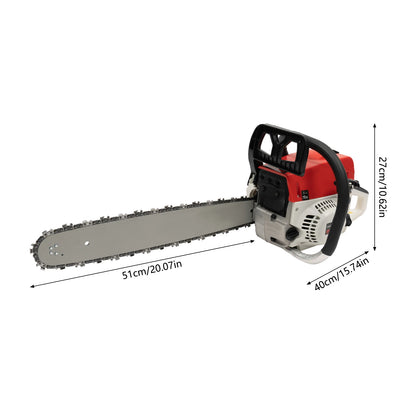 52cc 2.0kW 2-Stroke Gasoline Chainsaw, 20in/51cm Guide Bar for Wood Cutting Petrol Chain Saw, with Tool Bag Mixing Bottle & Bar Cover Model 5200 Gas Saw