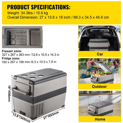 SIHAO Bärbar Kompressorkylbox 35L-55L för Bil och Camping