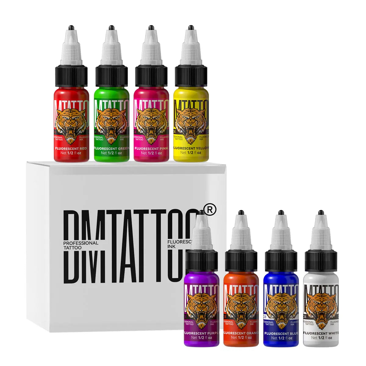 DM Fluorescent Tattoo Ink 15ml 1/8PCS Color Professional Beauty Paints Natural Plant Extract Pigment Body Painting Tattoo Ink