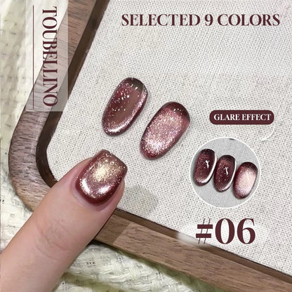 MIANEL 12ML Hibiscus Purple Cat Eye Gel Nail Polish Super Whitening Glass Beads Cat Eye Nails Purple Nials Blue Nails 1-12PCS