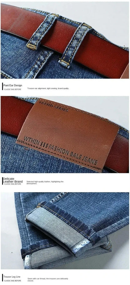 2026 Top Brand Washed Jeans Trousers Four Season Men's High Quality Jeans Business Casual High Waist Denim Pants