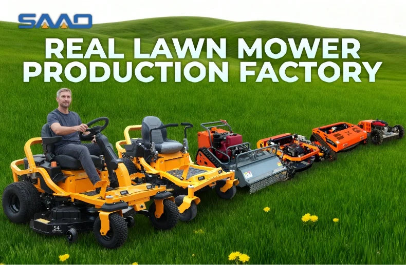 SAAO All Terrain Remote Control Crawler Lawn Mower Grass Cutting Machine for Farms Gardens Orchards and Parks