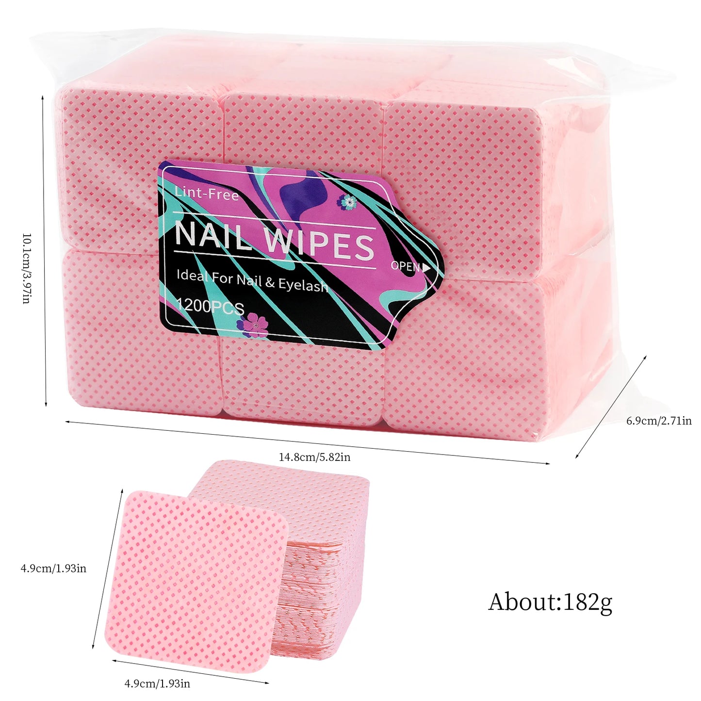 1200pcs Nail Polish Remover Wipes Nail Cleaning Pads Non Woven Nail Pads for Women Girl Beauty Salon Nail Art Tool